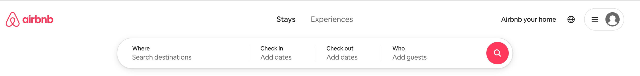 Airbnb search bar