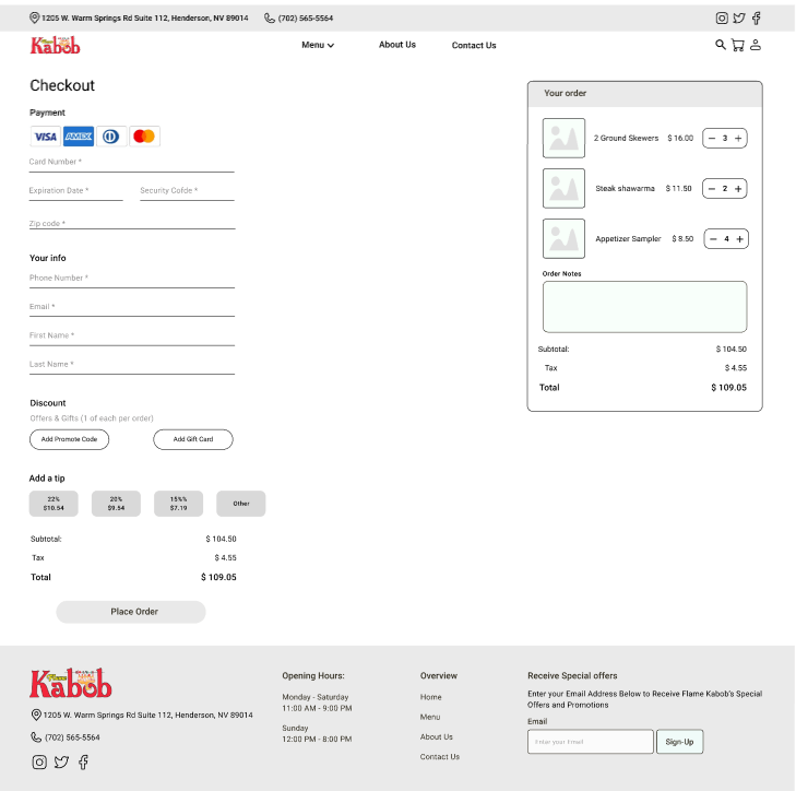 Checkout mid-Fidelity